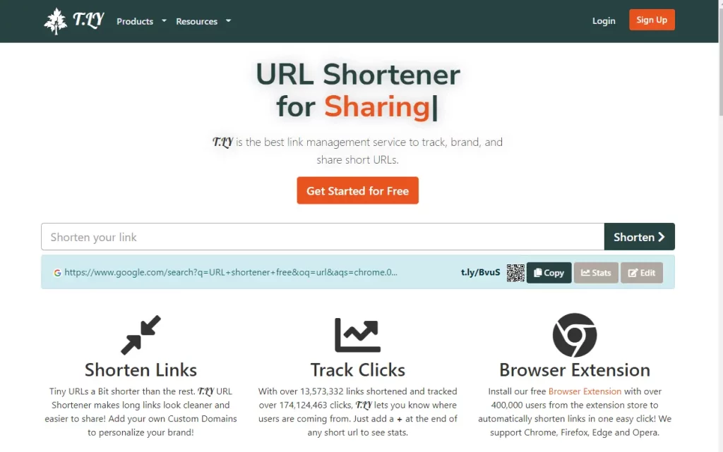 T.LY URL link shortener 